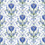 French Country Floral Fleur de Lis of Crocus, Lavender and Roses in Cobalt Blue Small Image