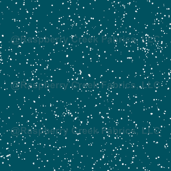 White Paint Splatter on Teal - Raspberry Creek Fabrics