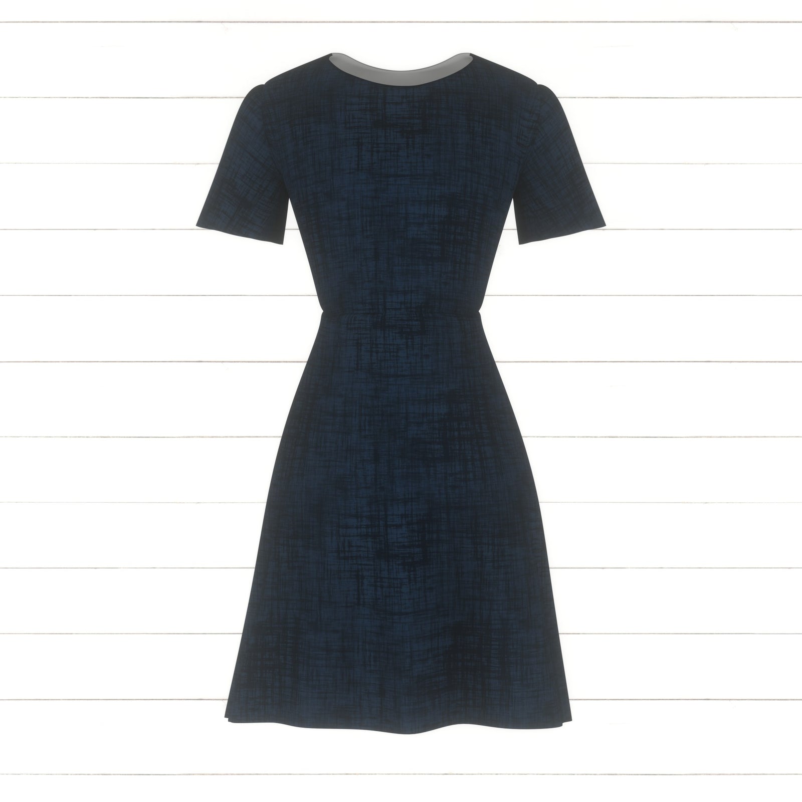 Faux Linen Texture PRINTED Solid Navy