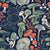 Mystical fungi // midnight blue background sage and forest green and orange wild mushrooms Image