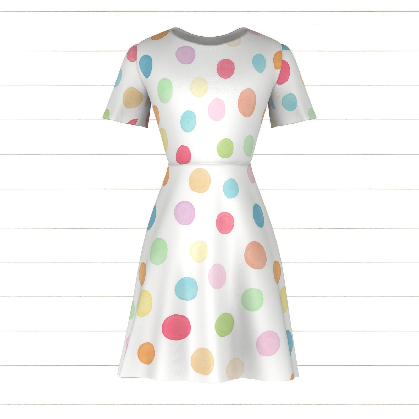Watercolor, light blue, turquoise, pink, light pink, bright green, bright, orange, yellow, polka dots, birthday, girls, summer, spring, swim, white, hand drawn, kids