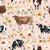 Cows and Sunrise Floral on Peach Pink Image