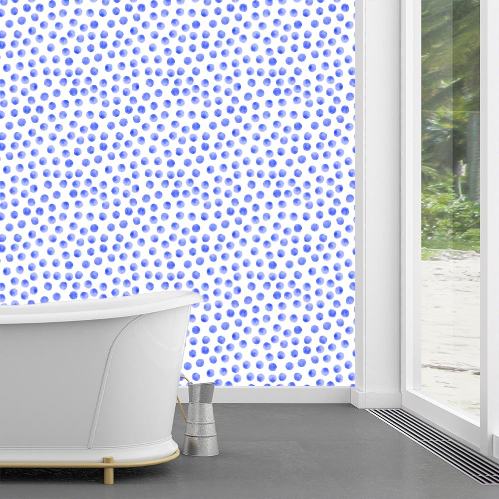 Patriotic Blue watercolor polka dot- Large scale Wallpaper