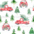 Retro Red Christmas Trucks, Watercolor Vintage Christmas Tree Truck Image