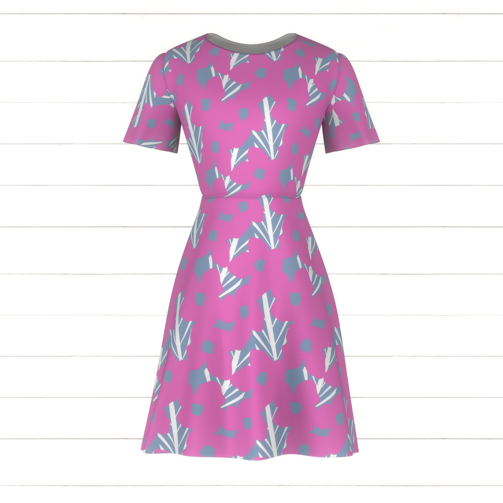 Botanical Nouveau (S) - Pink & Gray Blue by Betty Louise Studio
