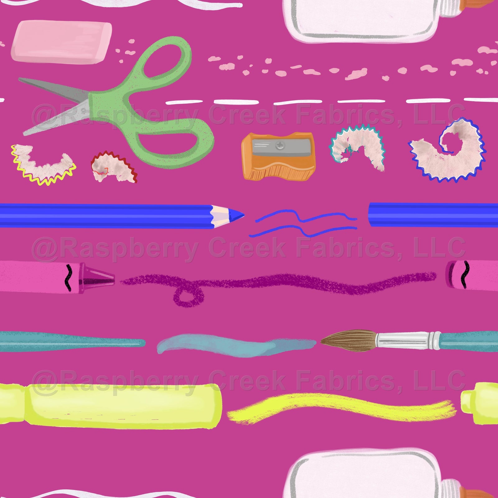 Magenta, school supply, stripe, scissors, crayon, glue, eraser, colored pencil, teachers, girls, kids, back to school, school