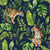 Tropical Jungle Tiger with Jungle Foliage on Navy Blue Image