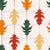 Ikat Oak Leaves Autumn Green Red Orange Yellow Fall Stripes Botanical Wallpaper, Ikat Oak Leaves by Dawn K Designs Image