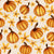 Painterly pumpkins and orange fall flowers on light beige background Image