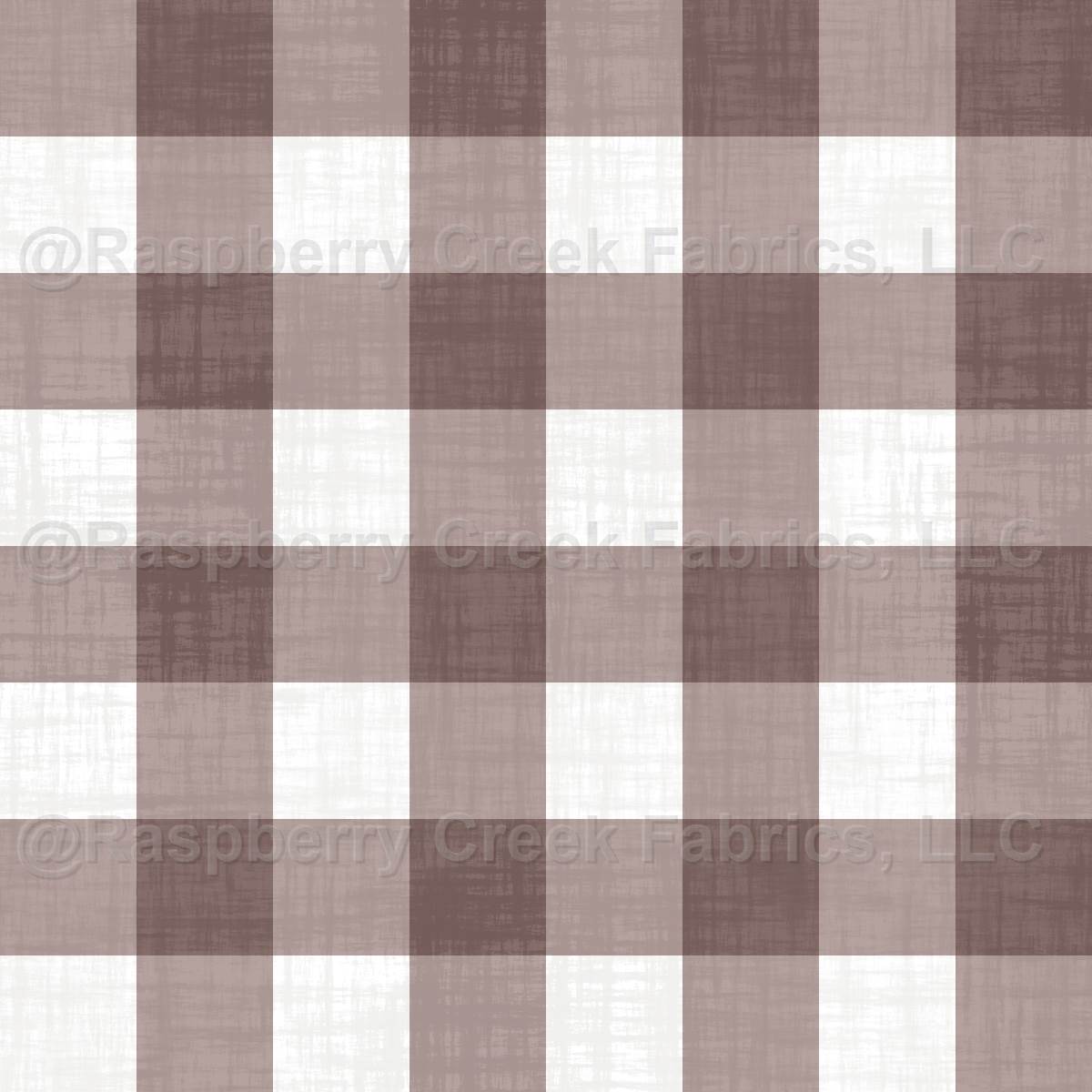 Faux Linen PRINTED Textured Gingham Mushroom