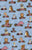 Country Retro Farm Animals And Floral Dusty Blue Linen Image