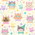 Cute Kawaii Kitty Cat Faces With Bowties and Party Hats On Yellow Image