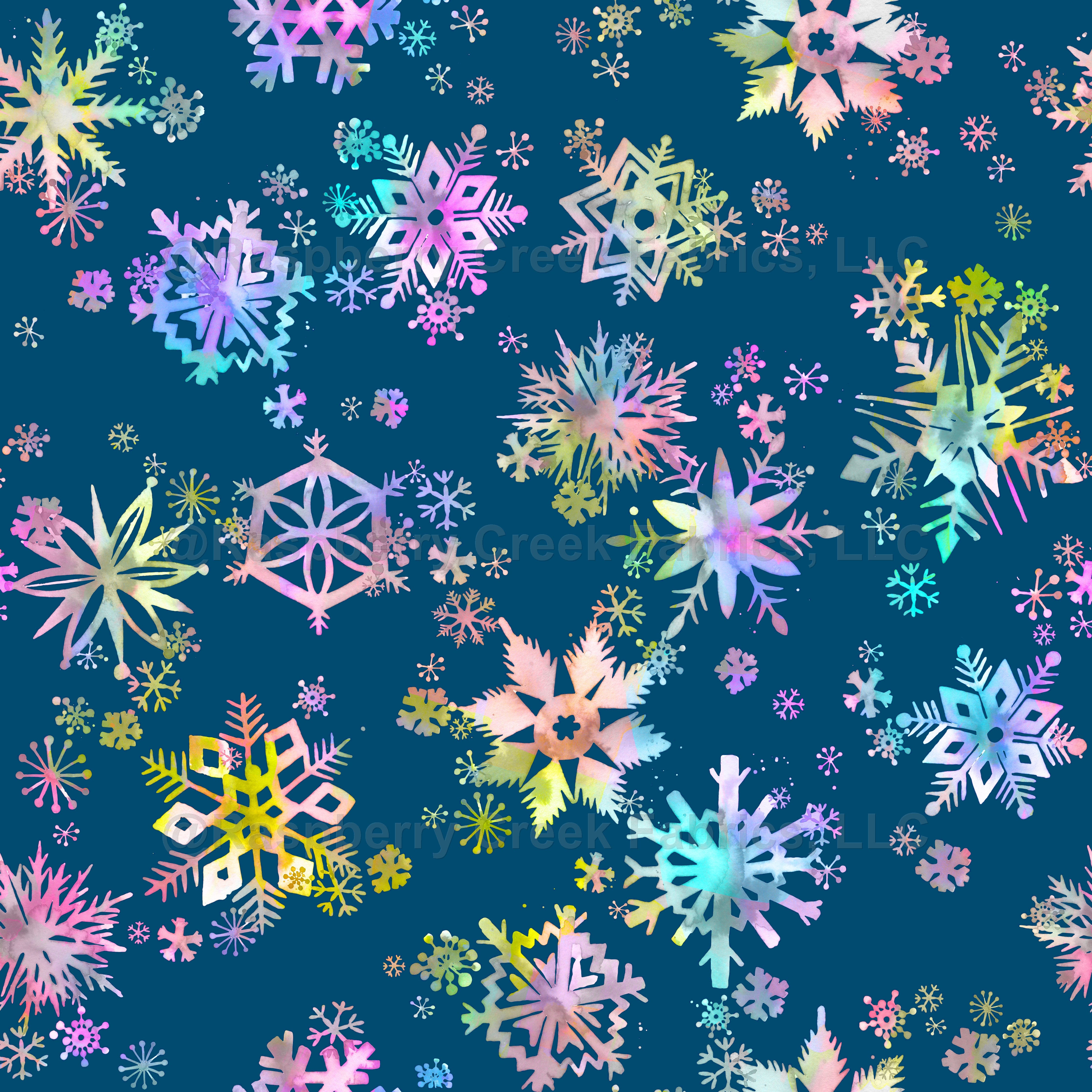 Winter Snowflakes Multicolored Navy