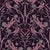 Art Nouveau Dragonfly Meadow Dark Plum Mauve Botanical Floral Wallpaper Image