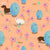 Peek a boo weenie – wiener dog with easter eggs flowers and bunny on a pastel orange background - sausage dog Image