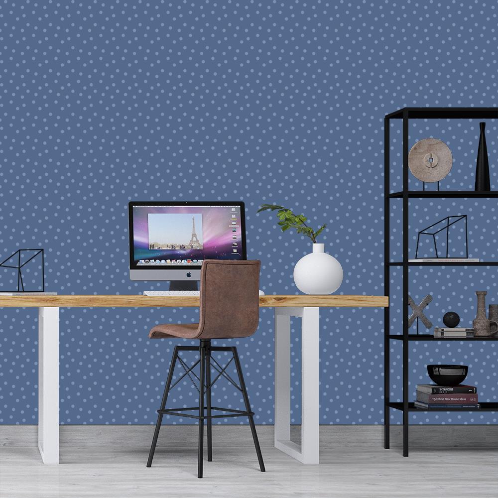 Modern Polka Dots on Gray-Blue