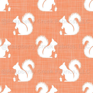 Squirrel Silhouettes on Orange Spice Crosshatch - Raspberry Creek Fabrics