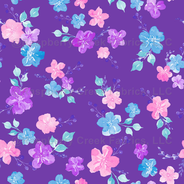 Vibrant Mermaid Floral Blue Violet Mermaid Magic Angelina Maria De