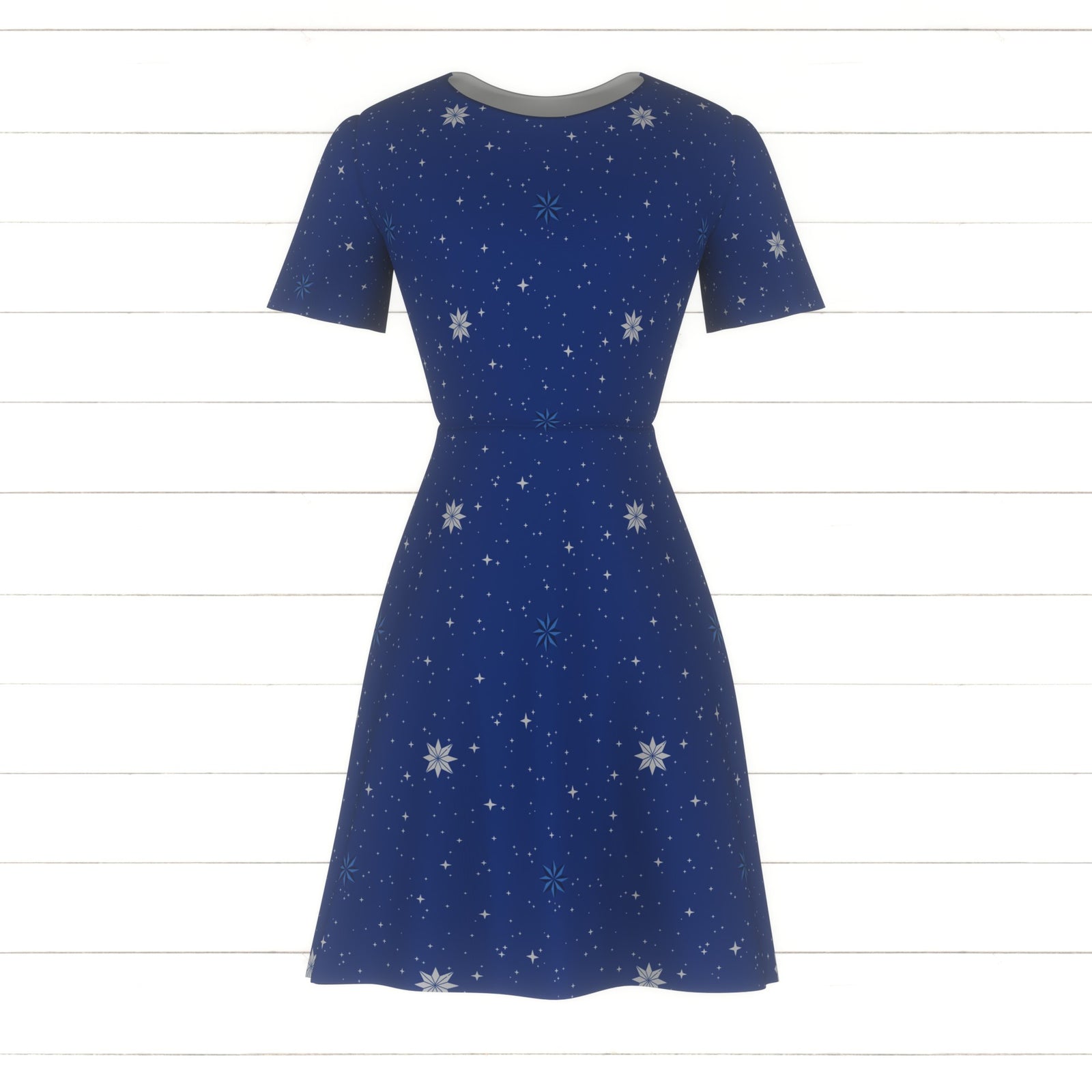 NorthStar Christmas Collection – Royal Blue on Blue with Grey Silver Stars on Distant Star Design – Royal Blue on Blue with Grey Silver Stars