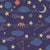 The night sky  (the world above collection) -  Planets, aliens, stars and moons in the space inspired design.  Blues, reds, and purple in this dark moody spacescape. Image