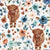 Rust and Royal Highland Cow Floral on Cream Image