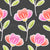 Cute Peach Pink and Deep Gray Watercolor White Doodle Crocus Flowers Wallpaper Image