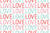Love hand lettered text pink red and blue Image