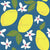 Lemons and Blossoms Mediterranean Pattern Yellow and Blue Image