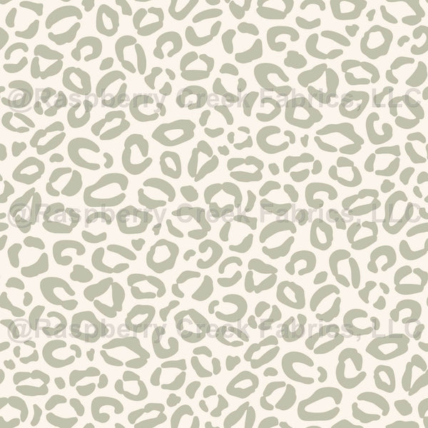 Sage Green Leopard Print {on Cream Off White} - Raspberry Creek Fabrics