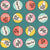 1950s Colorful Non-Directional Soda Bottlecaps on Teal Image