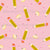 Bright Yellow and Red Pencils Shavings Stationery Triangles Baby Pink Image