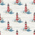 Nautical Lighthouses and Waves in Red, Blue and Cream - By The Sea Collection Image