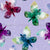 Watercolor Textural Butterflies in red, green purple and blue with texture purple background Image