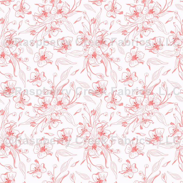 Floral Spray Peach Fuzz large scale fabric - Raspberry Creek Fabrics