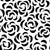 Black Brush Stroke Rosette Flowers on White Image