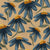 Blue painterly coneflowers on a neutral autumn yellow background Image