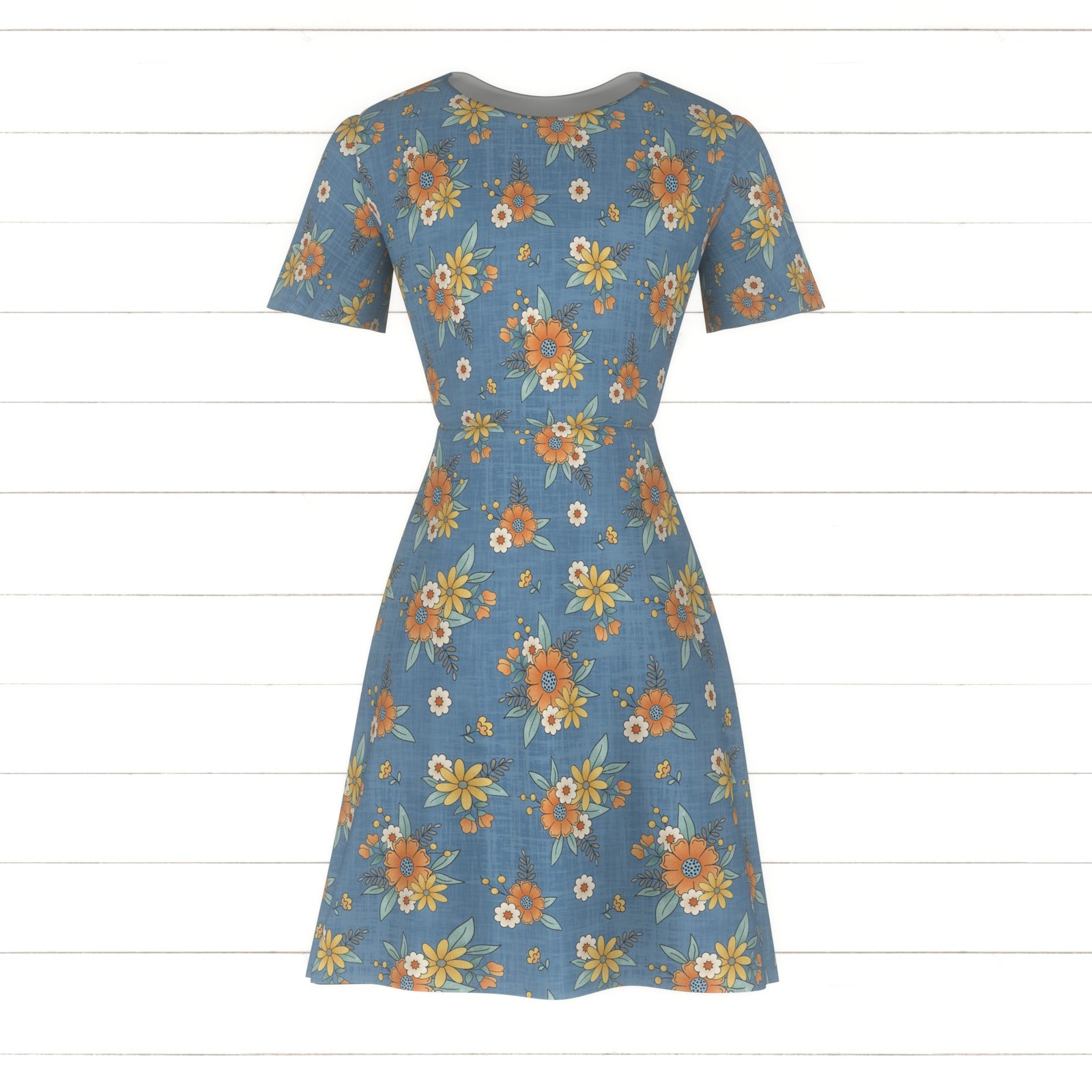 Construction Crew Floral Blue