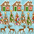 Gingerbread Snow Scene on Ice Blue Image