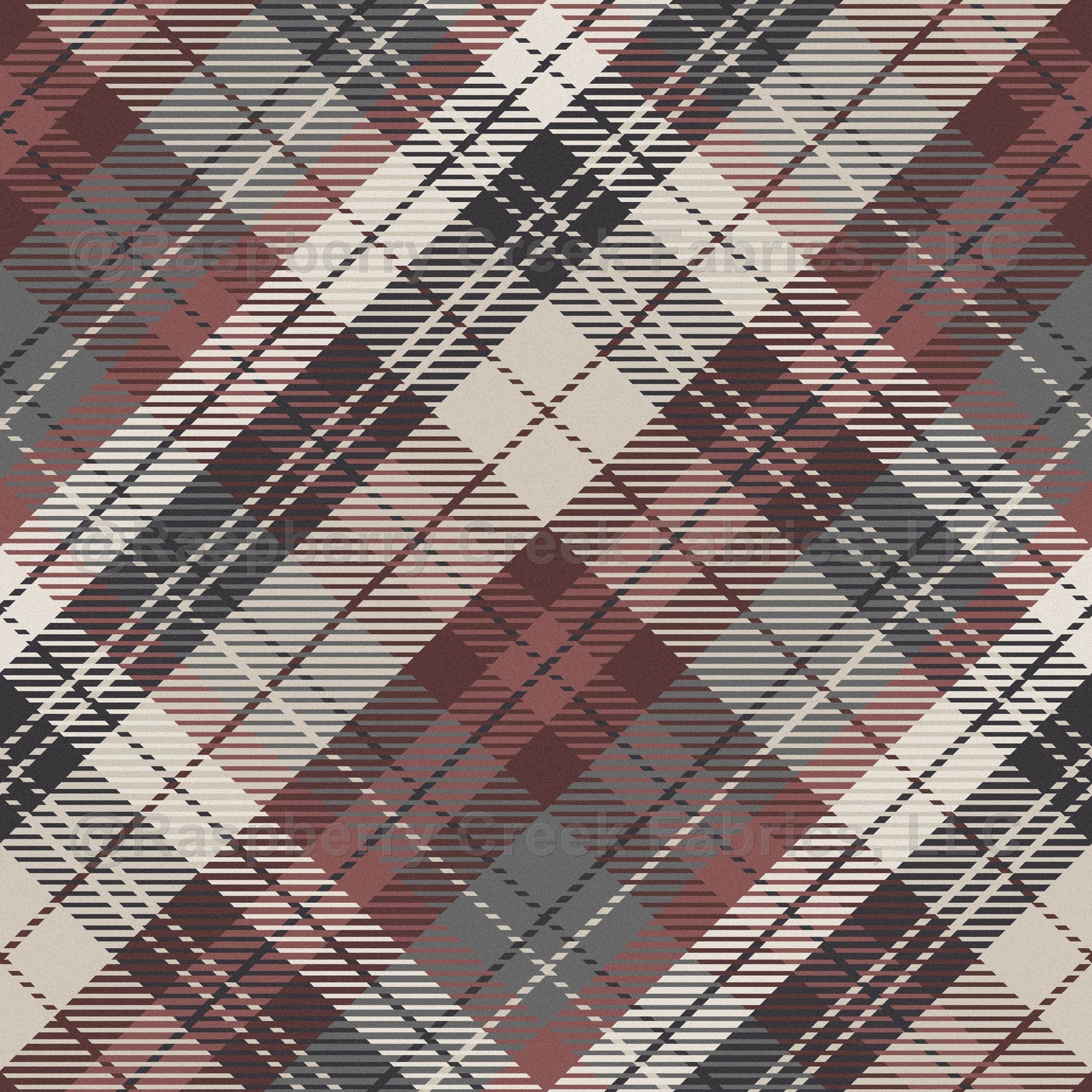 Diagonal Burgundy Gray Cream Plaid