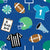 Football Gear Blue Green on Blue Image