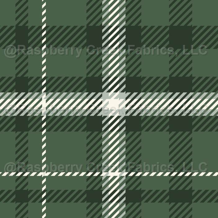 Plaid in green, cream and black with a british racing green background