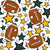 Team Spirit Footballs and Stars in Green Bay Packers Colors Forest Green and Cheese Yellow Gold Image