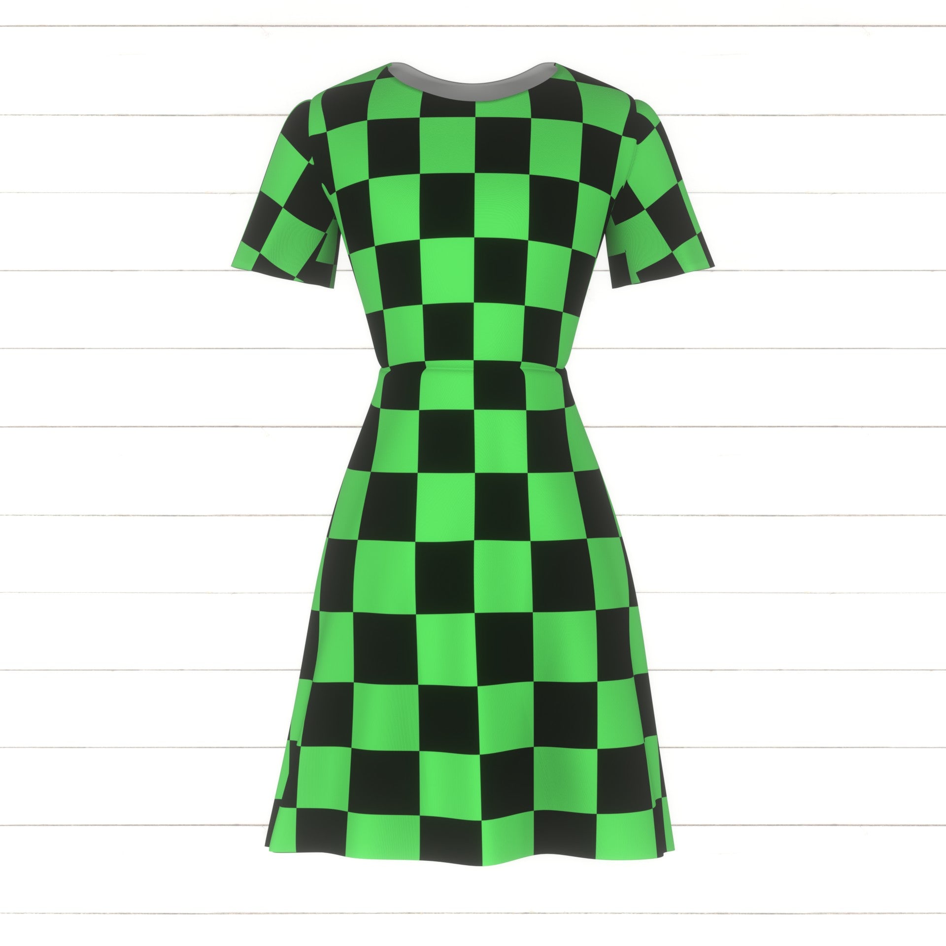 Bright green and black checkered pattern Fabric, Raspberry Creek Fabrics Bright green and black checkered pattern Fabric, Raspberry Creek Fabrics