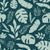 Teal and Aqua Blue Tropical Jungle Foliage Botanical Color Block Image