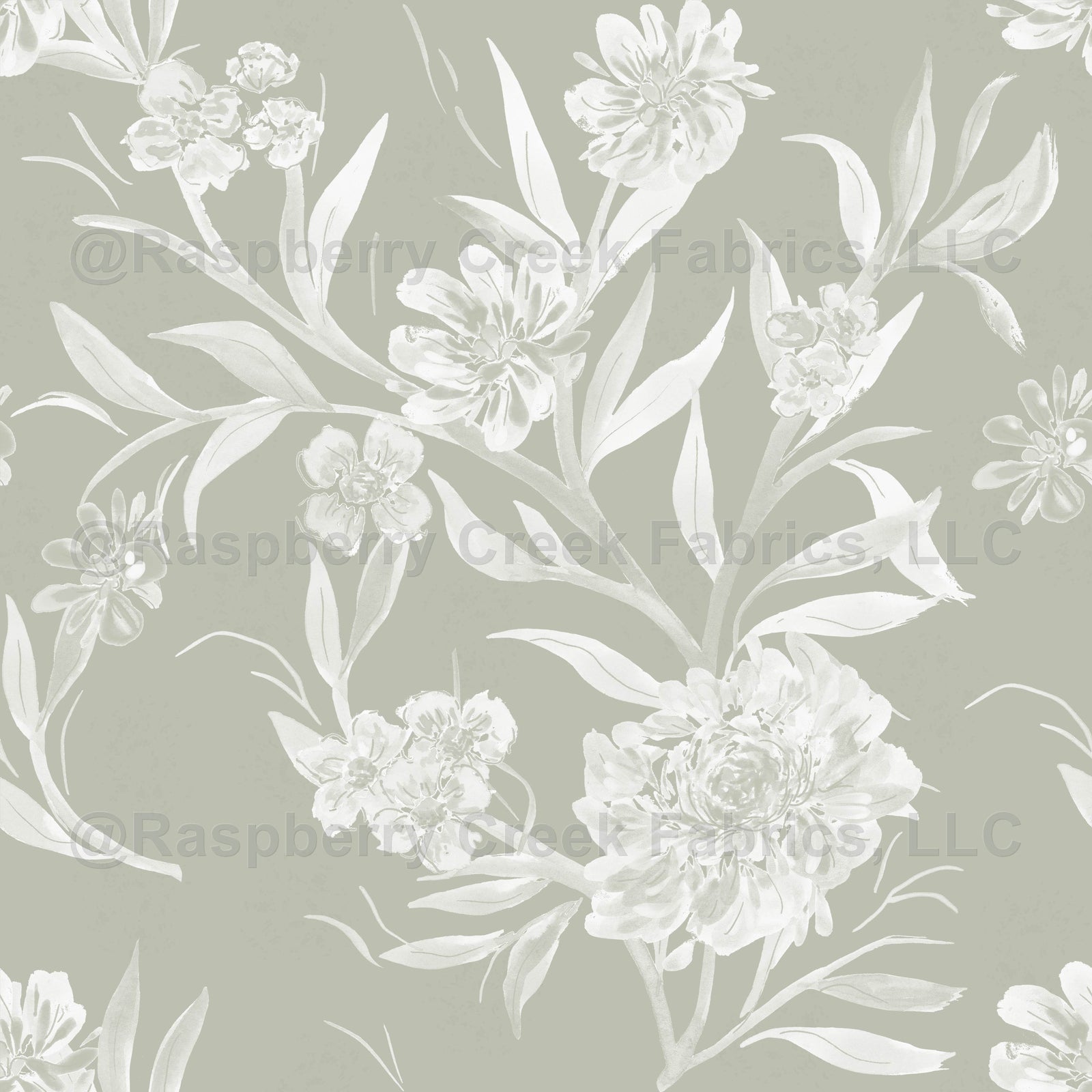 Tree Flowers in Sage Green by Lisee Ree | climbing floral motif for wallpaper