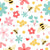 Garden Flowers, Bumblebees, and Honeycomb in Bright happy colors Image