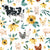 Sunflower Cow Farm Animal Floral on Blue Image