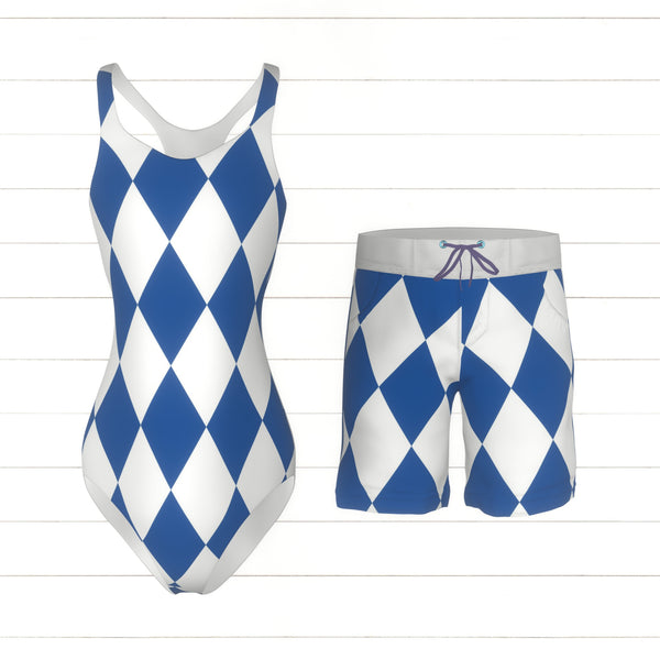 Oktoberfest Bavarian Blue and White Diagonal Diamond Pattern ...