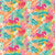 Joyous Jungle Collection-Joyous Jungle Hero Print-Retro Rainbow Palette-half-drop repeat of rainbow colored jungle foliage and flowers-multicolored leaves and flora-tropical paradise Image