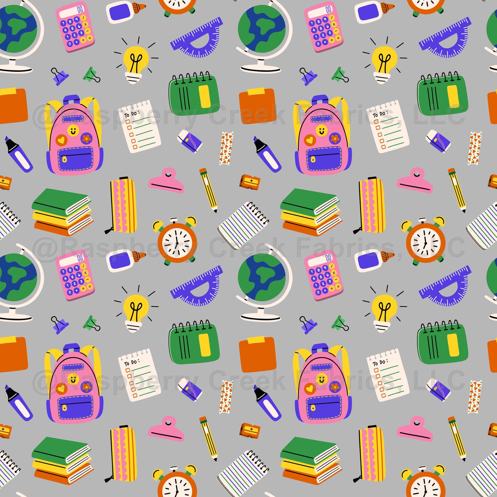Back to School Materials on Gray